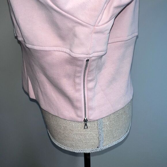 VAARA London Designer crop colorblock sweatshirt Blush White Sz S $600 - Picture 8 of 9
